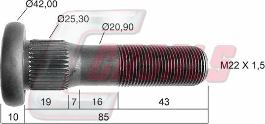 Casals 21125 - Stud, wheel hub car-mod.net