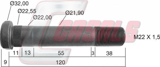 Casals 21219 - Stud, wheel hub car-mod.net