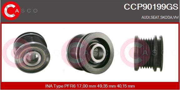 Casco CCP90199GS - Pulley, alternator, freewheel clutch car-mod.net