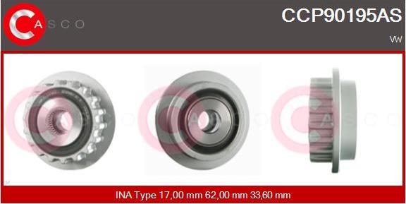 Casco CCP90195AS - Pulley, alternator, freewheel clutch car-mod.net