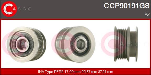 Casco CCP90191GS - Pulley, alternator, freewheel clutch car-mod.net
