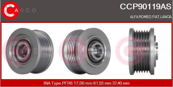 Casco CCP90119AS - Pulley, alternator, freewheel clutch car-mod.net