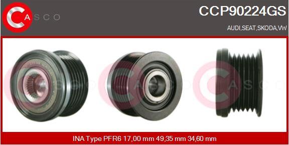 Casco CCP90224GS - Pulley, alternator, freewheel clutch car-mod.net