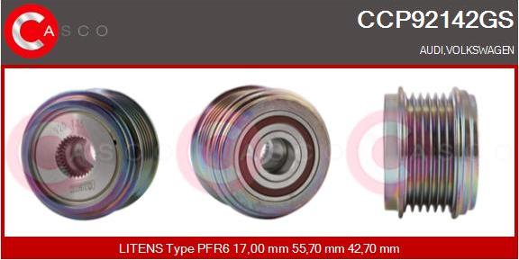 Casco CCP92142GS - Pulley, alternator, freewheel clutch car-mod.net