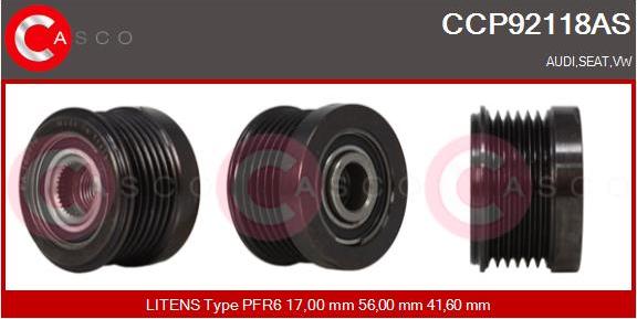 Casco CCP92118AS - Pulley, alternator, freewheel clutch car-mod.net