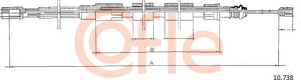 Cofle 10.738 - Cable, parking brake car-mod.net