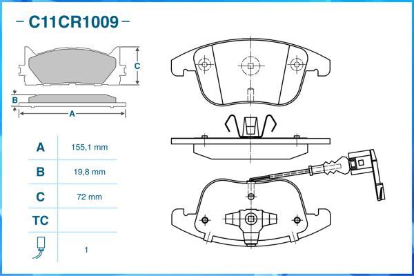 Cworks C11CR1009 - Brake Pad Set, disc brake car-mod.net