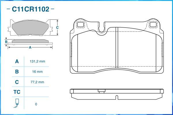 Cworks C11CR1102 - Brake Pad Set, disc brake car-mod.net