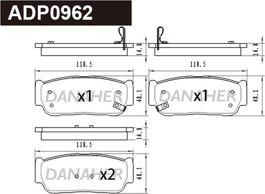 Danaher ADP0962 - Brake Pad Set, disc brake car-mod.net
