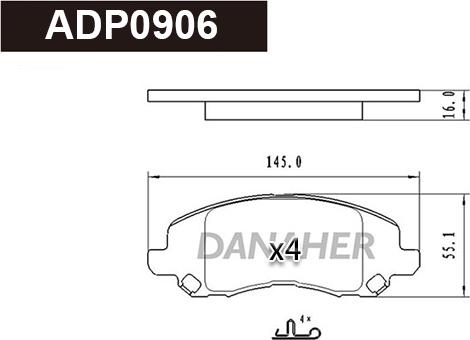 Danaher ADP0906 - Brake Pad Set, disc brake car-mod.net