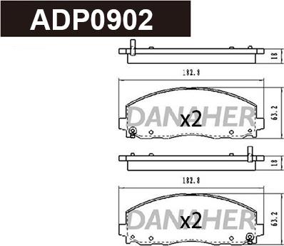 Danaher ADP0902 - Brake Pad Set, disc brake car-mod.net