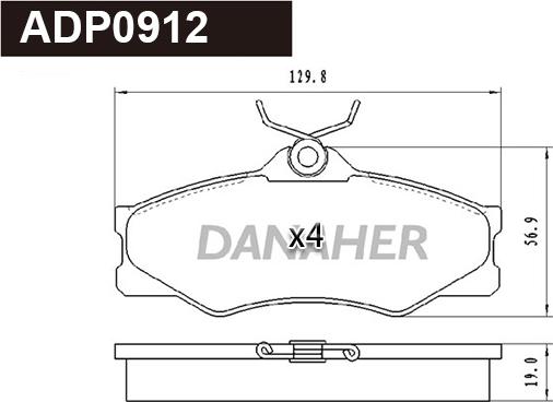 Danaher ADP0912 - Brake Pad Set, disc brake car-mod.net