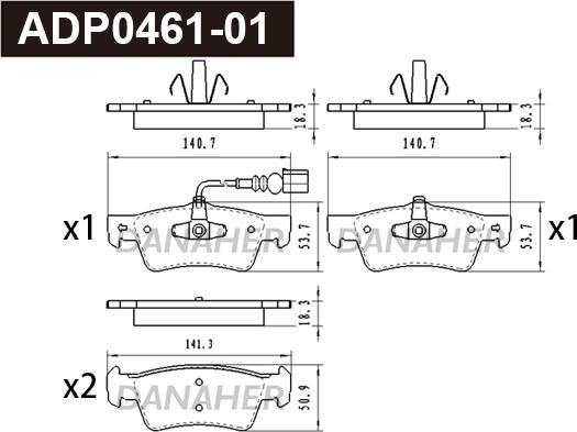 Danaher ADP0461-01 - Brake Pad Set, disc brake car-mod.net