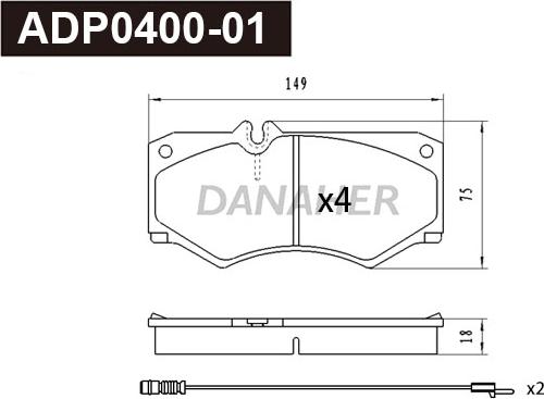 Danaher ADP0400-01 - Brake Pad Set, disc brake car-mod.net