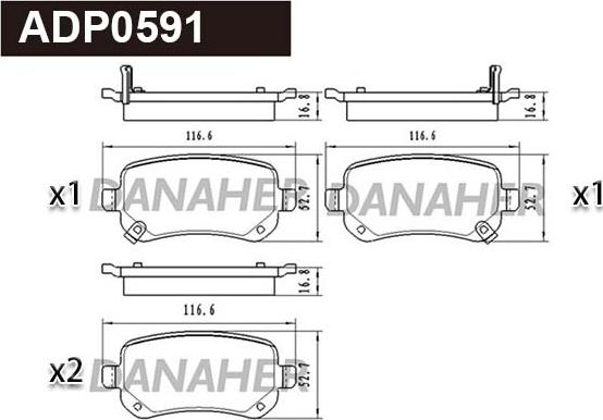 Danaher ADP0591 - Brake Pad Set, disc brake car-mod.net