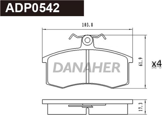 Danaher ADP0542 - Brake Pad Set, disc brake car-mod.net