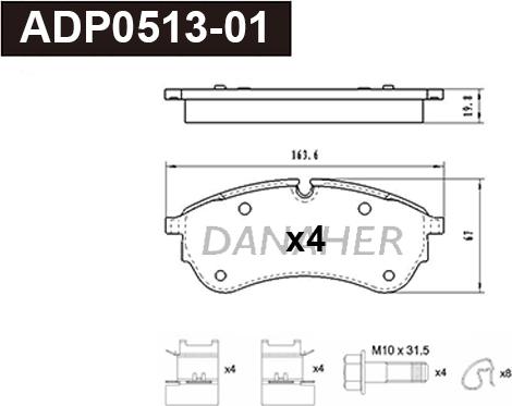Danaher ADP0513-01 - Brake Pad Set, disc brake car-mod.net