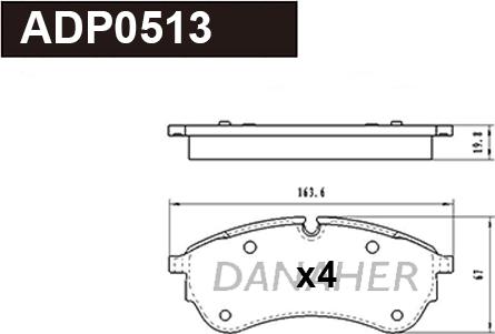 Danaher ADP0513 - Brake Pad Set, disc brake car-mod.net