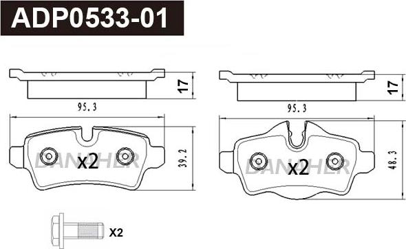 Danaher ADP0533-01 - Brake Pad Set, disc brake car-mod.net
