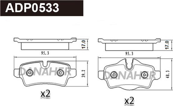 Danaher ADP0533 - Brake Pad Set, disc brake car-mod.net