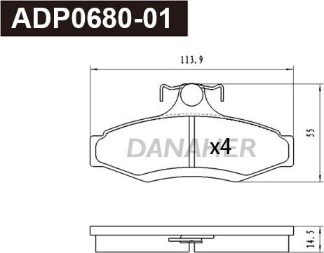 Danaher ADP0680-01 - Brake Pad Set, disc brake car-mod.net