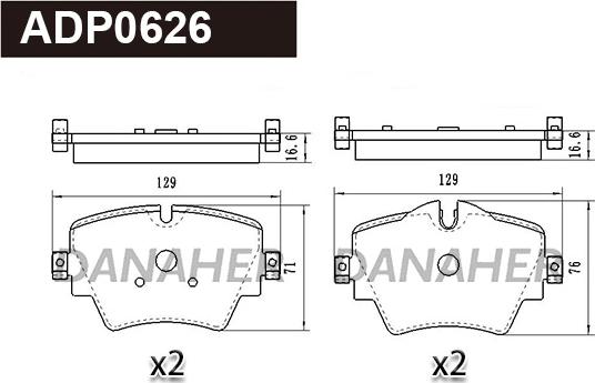 Danaher ADP0626 - Brake Pad Set, disc brake car-mod.net