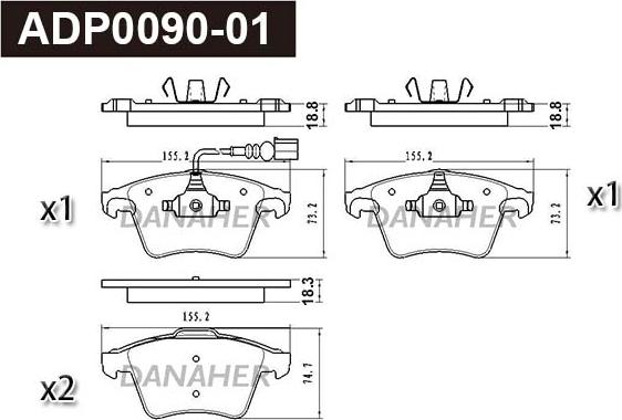Danaher ADP0090-01 - Brake Pad Set, disc brake car-mod.net