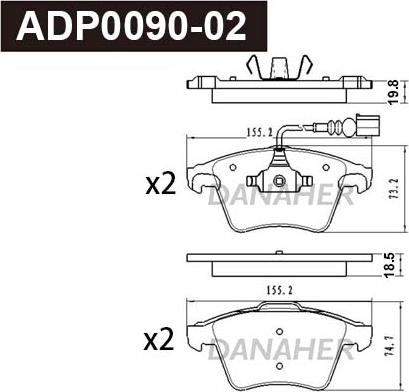 Danaher ADP0090-02 - Brake Pad Set, disc brake car-mod.net