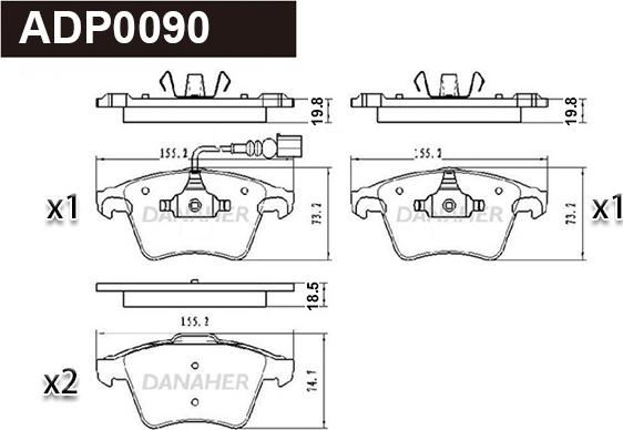 Danaher ADP0090 - Brake Pad Set, disc brake car-mod.net