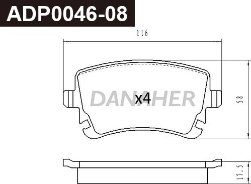 Danaher ADP0046-08 - Brake Pad Set, disc brake car-mod.net