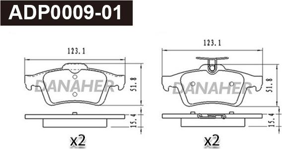Danaher ADP0009-01 - Brake Pad Set, disc brake car-mod.net