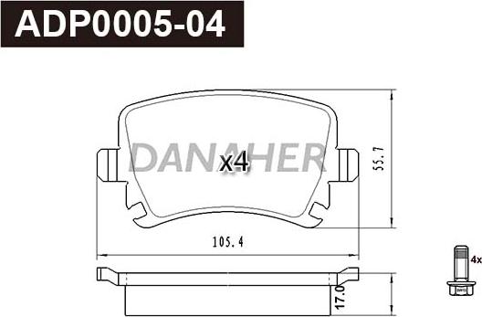 Danaher ADP0005-04 - Brake Pad Set, disc brake car-mod.net