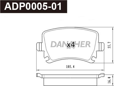 Danaher ADP0005-01 - Brake Pad Set, disc brake car-mod.net
