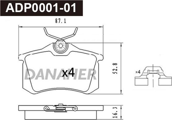 Danaher ADP0001-01 - Brake Pad Set, disc brake car-mod.net