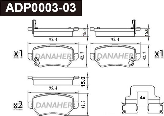 Danaher ADP0003-03 - Brake Pad Set, disc brake car-mod.net