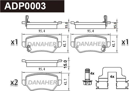 Danaher ADP0003 - Brake Pad Set, disc brake car-mod.net
