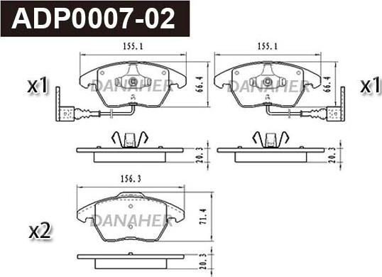 Danaher ADP0007-02 - Brake Pad Set, disc brake car-mod.net