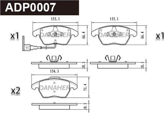 Danaher ADP0007 - Brake Pad Set, disc brake car-mod.net