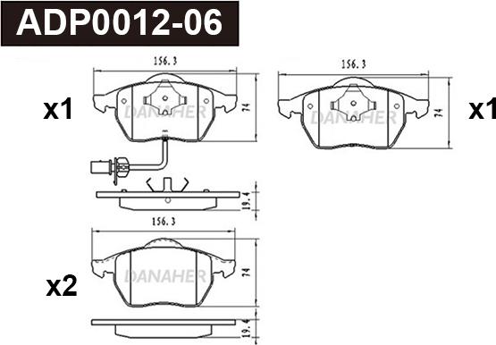 Danaher ADP0012-06 - Brake Pad Set, disc brake car-mod.net