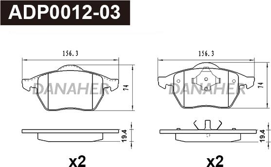Danaher ADP0012-03 - Brake Pad Set, disc brake car-mod.net