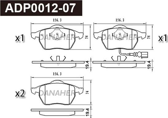 Danaher ADP0012-07 - Brake Pad Set, disc brake car-mod.net
