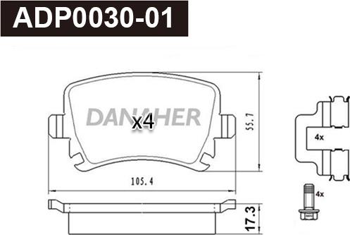 Danaher ADP0030-01 - Brake Pad Set, disc brake car-mod.net