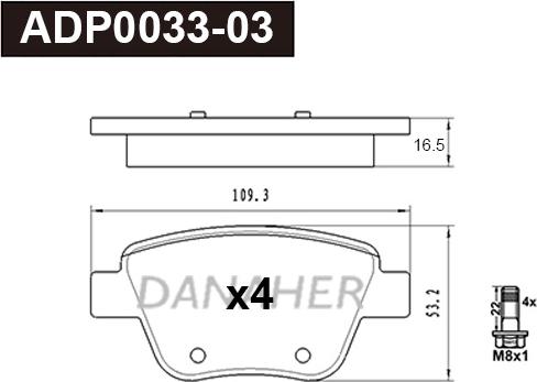 Danaher ADP0033-03 - Brake Pad Set, disc brake car-mod.net