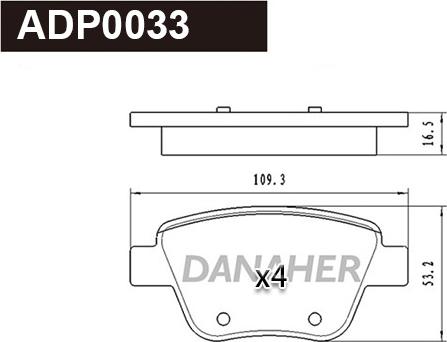 Danaher ADP0033 - Brake Pad Set, disc brake car-mod.net