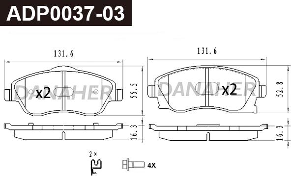 Danaher ADP0037-03 - Brake Pad Set, disc brake car-mod.net