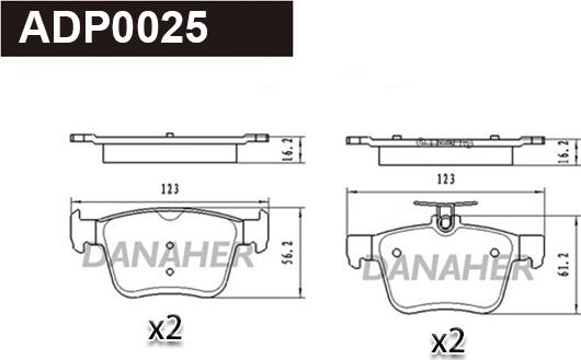 Danaher ADP0025 - Brake Pad Set, disc brake car-mod.net
