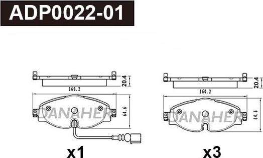 Danaher ADP0022-01 - Brake Pad Set, disc brake car-mod.net