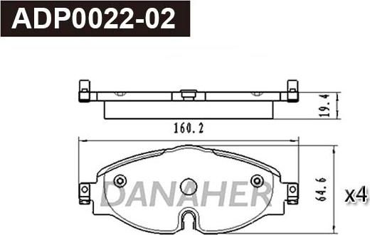 Danaher ADP0022-02 - Brake Pad Set, disc brake car-mod.net