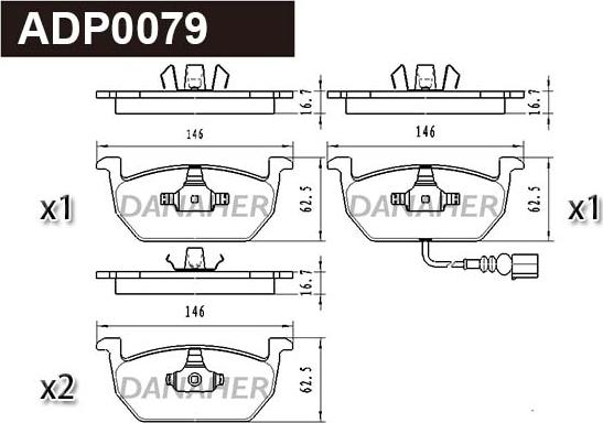 Danaher ADP0079 - Brake Pad Set, disc brake car-mod.net