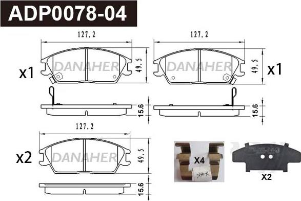Danaher ADP0078-04 - Brake Pad Set, disc brake car-mod.net